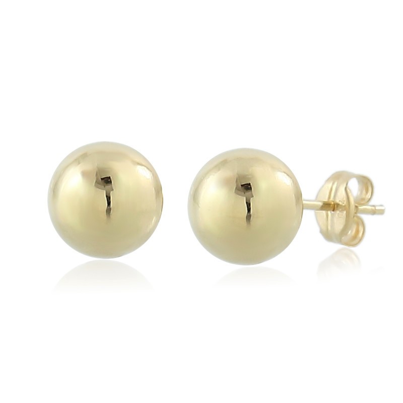 Pendientes de oro 18k con bola de 8 mm