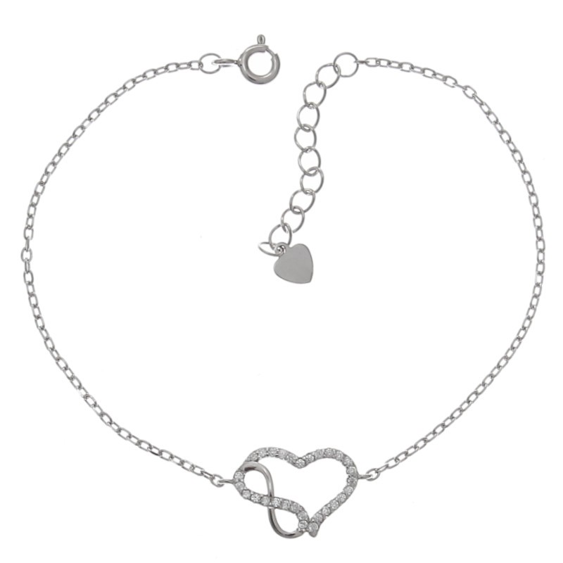 Pulsera de plata infinito con corazón