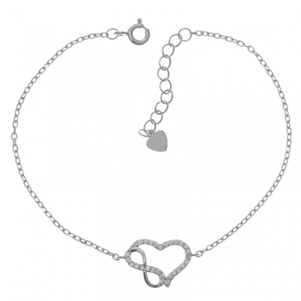 Pulsera de plata infinito con corazón