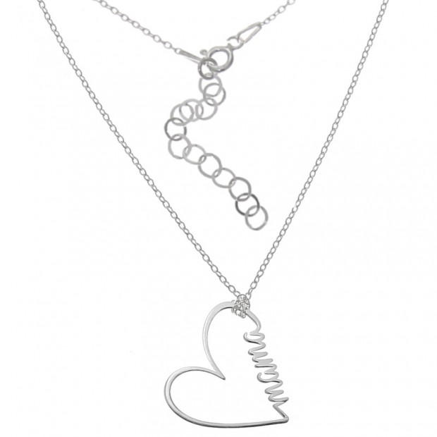 Collar mamá con forma de corazón en plata