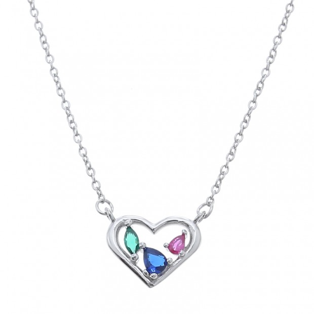 Collar de plata de corazón