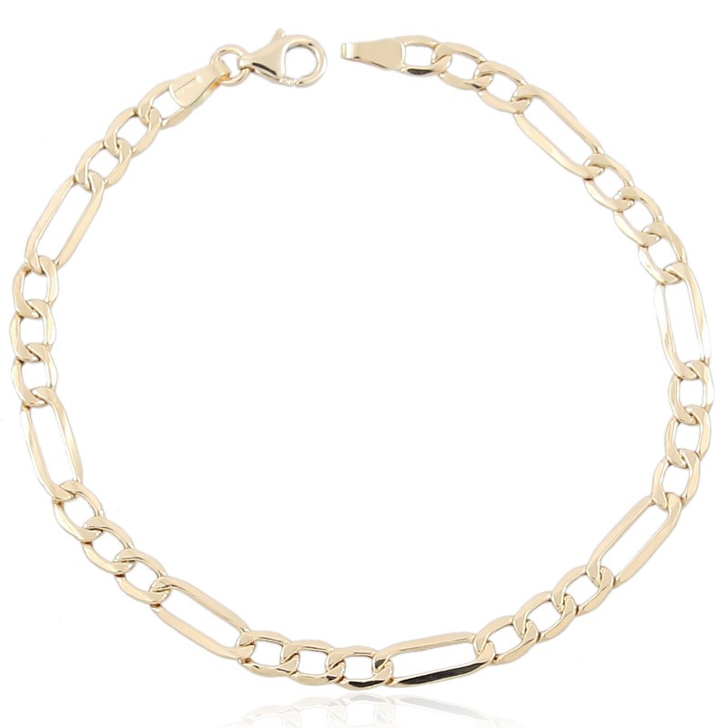 Pulsera cadena Fígaro de oro 18k