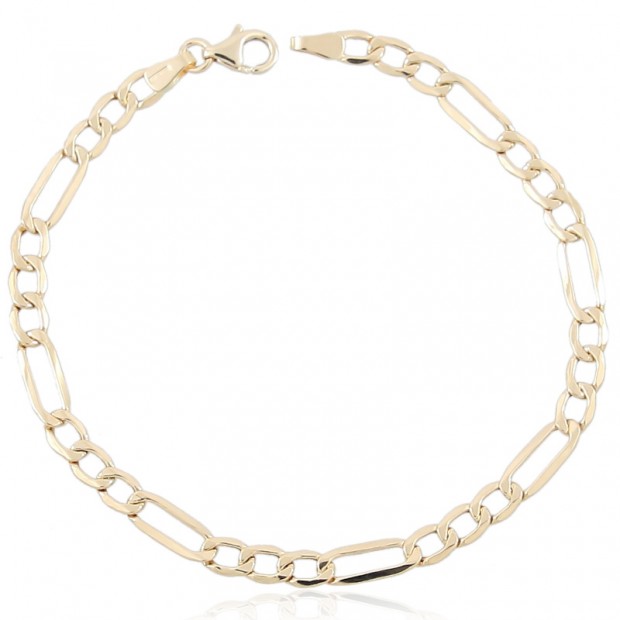 Pulsera cadena Fígaro de oro 18k