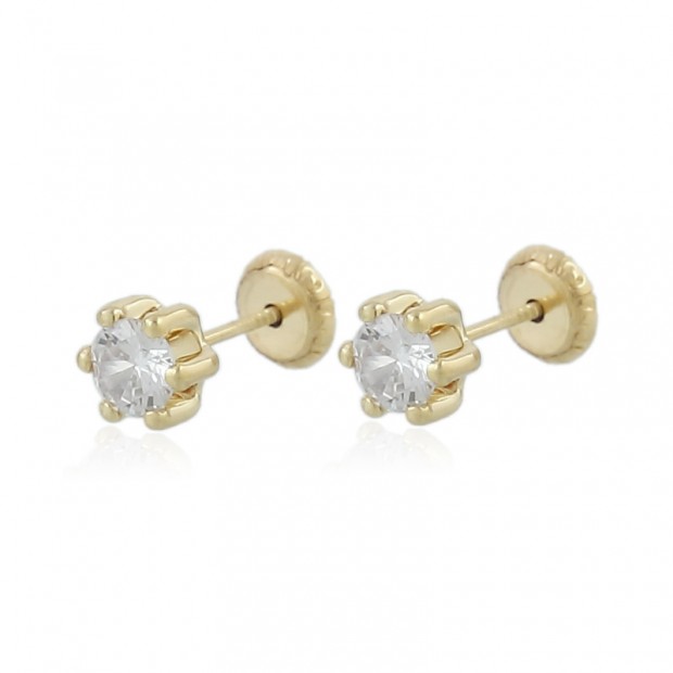 Pendientes para niña de oro con circonitas
