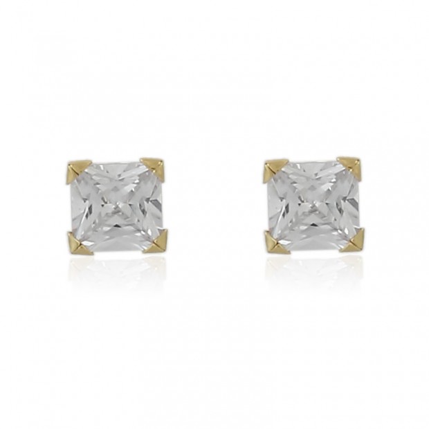 Pendientes piedra cuadrada de oro