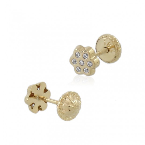 Pendientes de oro pequeños con rosca