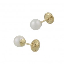 Pendientes de perlas en oro 18k para niña
