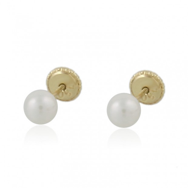 Pendientes de perlas en oro para niña