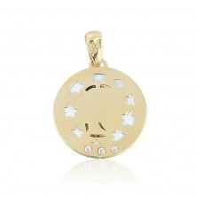 Medalla de la Virgen niña de oro con nácar y circonitas