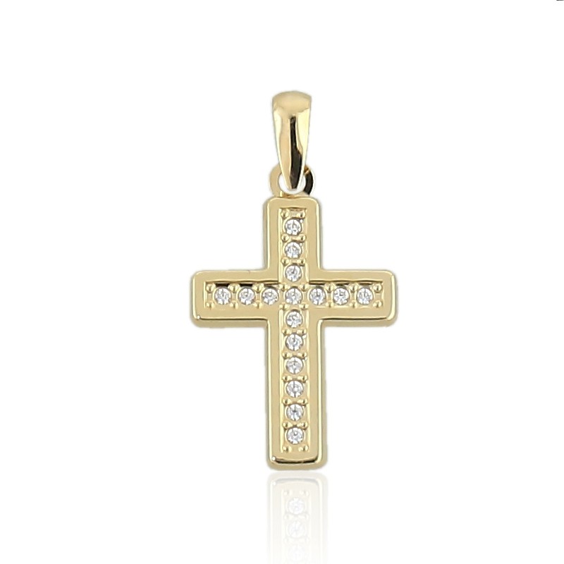 Colgante cruz de oro con circonitas de 18k