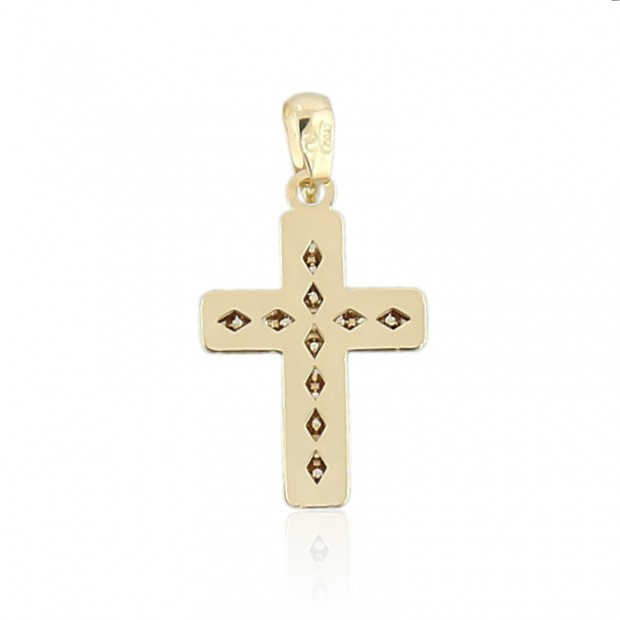 Colgante cruz de oro con circonitas de 18k