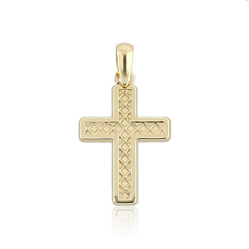 Cruz de oro 18k con dibujo interior enrejado