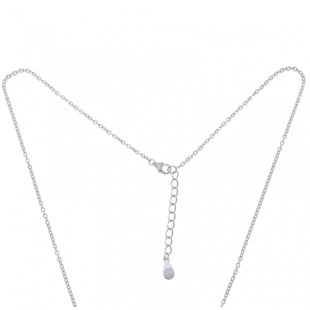Collar corazón con alas de ángel en plata con circonitas
