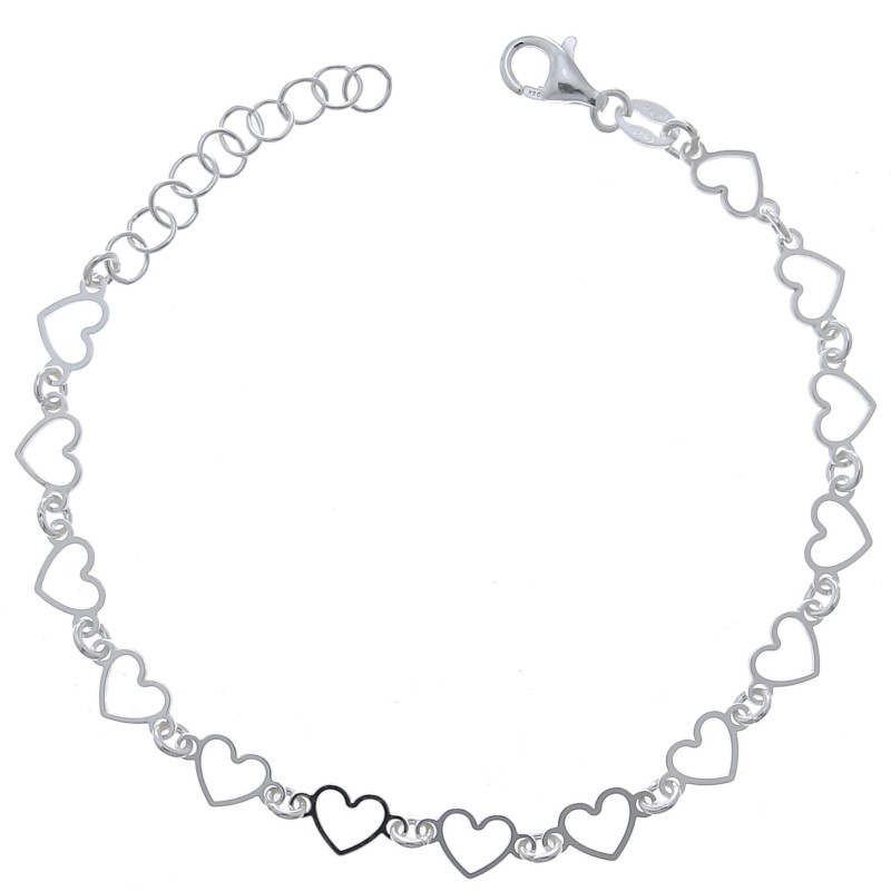 Pulsera de plata con corazones calados