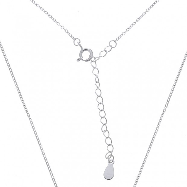 Collar Virgen del Rocío de plata rodiada con circonitas