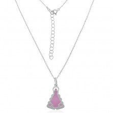 Gargantilla Virgen del Rocío de plata esmaltaca de color rosa