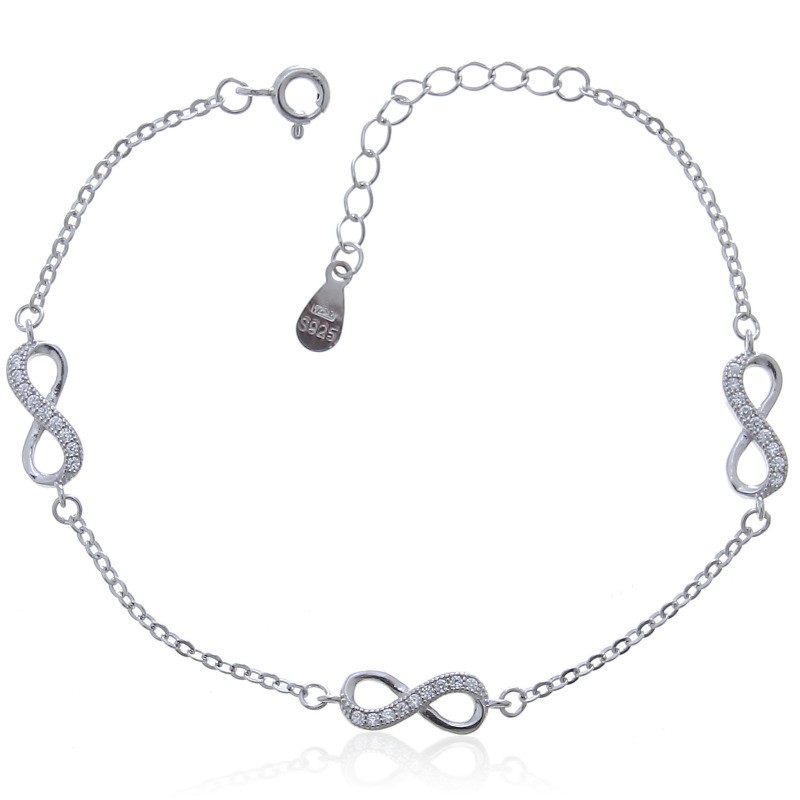 Pulsera con infinitos de plata y circonitas
