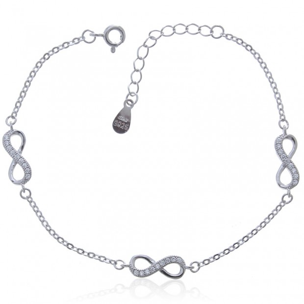 Pulsera con infinitos de plata y circonitas