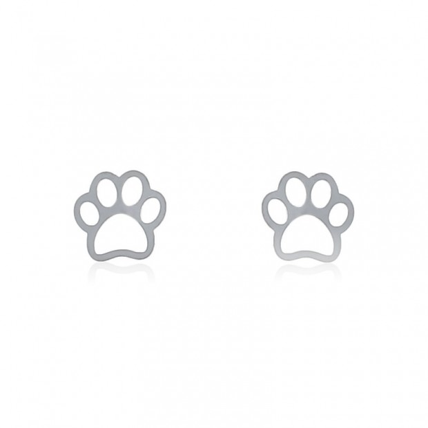 Pendientes huella de perro en plata de primera ley 925