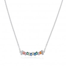 collar de plata con piedras de colores talla baguette