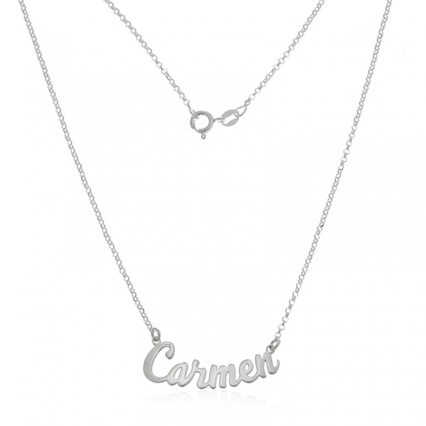 Cadena con nombre de plata personalizable