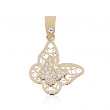 Colgante de mariposa en oro con circonitas
