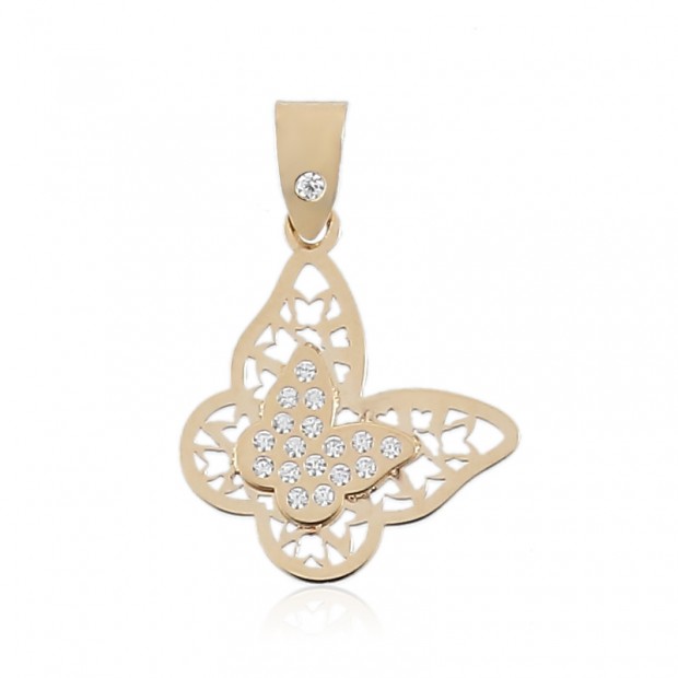 Colgante de mariposa en oro con circonitas Colgante de mariposa en oro con circonitas