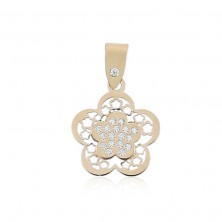 Colgante de flor en oro con circonitas