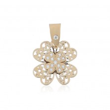 Colgante trébol de oro con circonitas