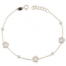 Pulsera de florecitas en nácar y oro de 18k