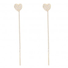 Pendiente de cadena de oro con corazón y circonitas