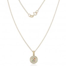 Collar de oro con disco y piedras de colores