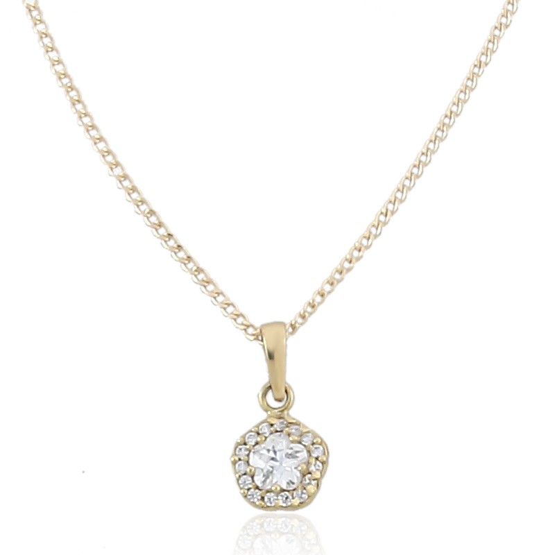 Collar de flor en oro con circonitas