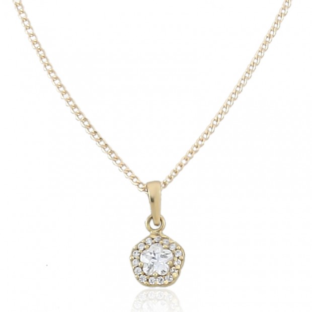 Collar de flor en oro con circonitas