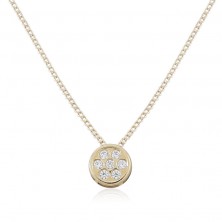 Collar con colgante redondo de oro y circonitas