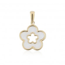 Colgante de flor y nácar de oro
