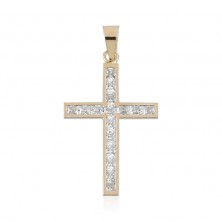 Cruz de oro con circonitas para mujer