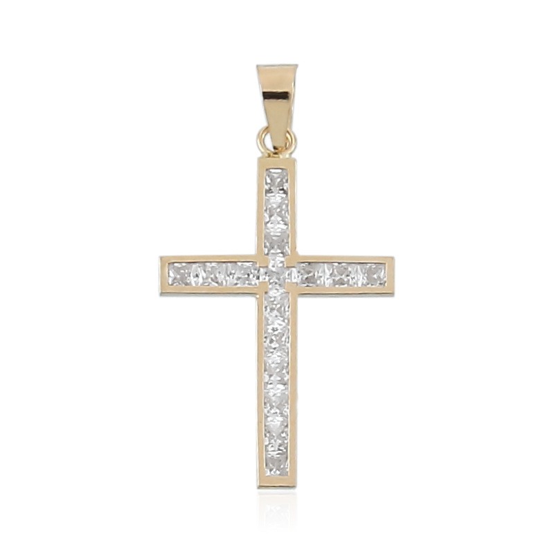 Cruz de oro con circonitas para mujer