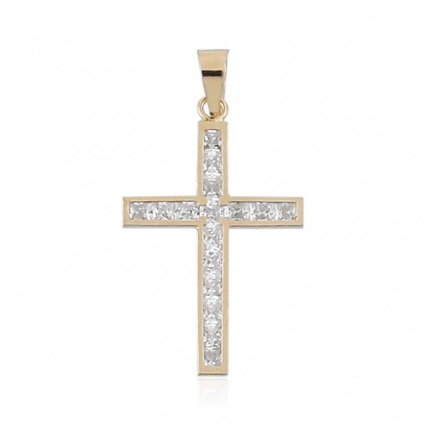 Cruz de oro con circonitas para mujer