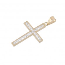 Cruz de oro con circonitas para mujer