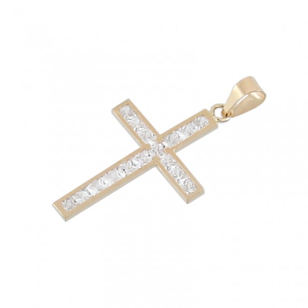 Cruz de oro con circonitas para mujer