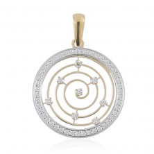 Colgante redondo con espiral en oro bicolor