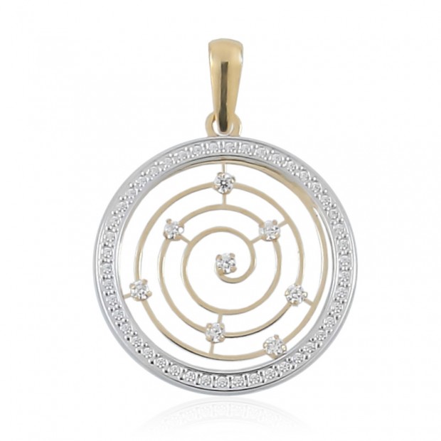 Colgante redondo con espiral en oro bicolor Colgante redondo con espiral en oro bicolor
