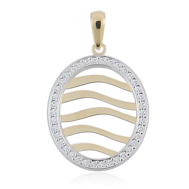 Colgante de oro bicolor de 18k con circonitas
