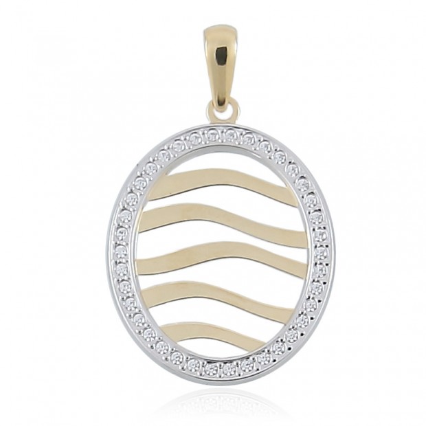 Colgante de oro bicolor de 18k con circonitas Colgante de oro bicolor de 18k con circonitas