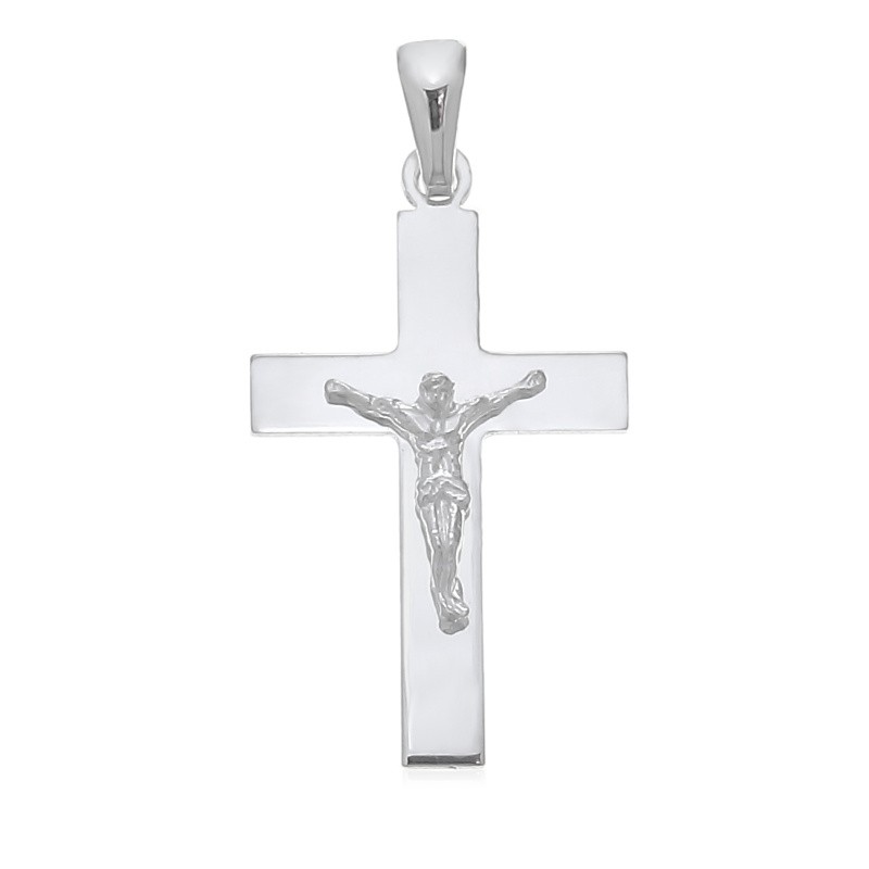 Cruz de plata Plana con Cristo