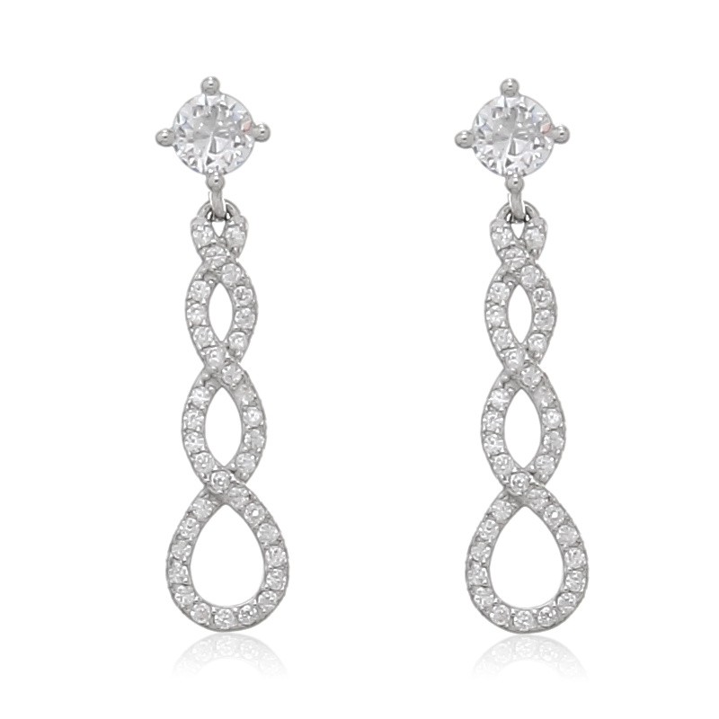 Pendientes de plata largos con circonitas