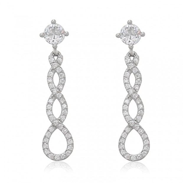 Pendientes de plata largos con circonitas