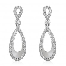 Pendientes largos de plata con circonitas