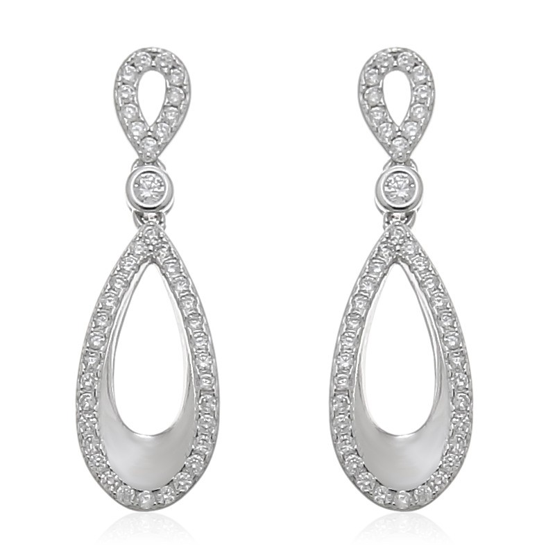 Pendientes largos de plata con circonitas
